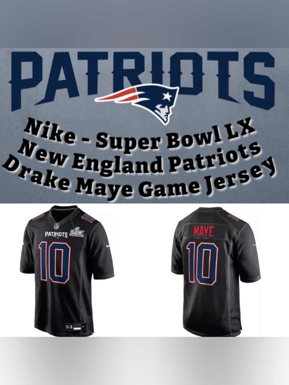 Nike - Super Bowl LX New England Patriots Drake Maye #10 Game Jersey (Men)